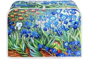 Annejudy Van Gogh Irises Flower Print Toaster Cover Appliance 2 Slice, Bread Toaster Cover Bakeware Protector, Dust and Fingerprint Protection