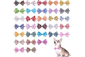 Pai Sence Dog Bow Ties Bulk 30 Pcs Adjustable Dogs Bow Ties for Small Cats Assorted Paw Print Dog Bowties Grooming Party S