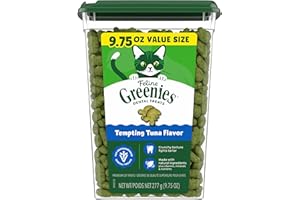 Greenies Feline Natural Dental Cat Treats, Tempting Tuna Flavor, 9.75 oz | #1 veterinarian-recommended, 36% less tartar in 28 days, cleans to gumline, crunchy texture, natural ingredients