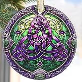2025 Celtic Knot Christmas Ornament - Christmas Tree Decoration, Round Ceramic Holiday Decor for Tree - Gift Idea for Friends and Exchange