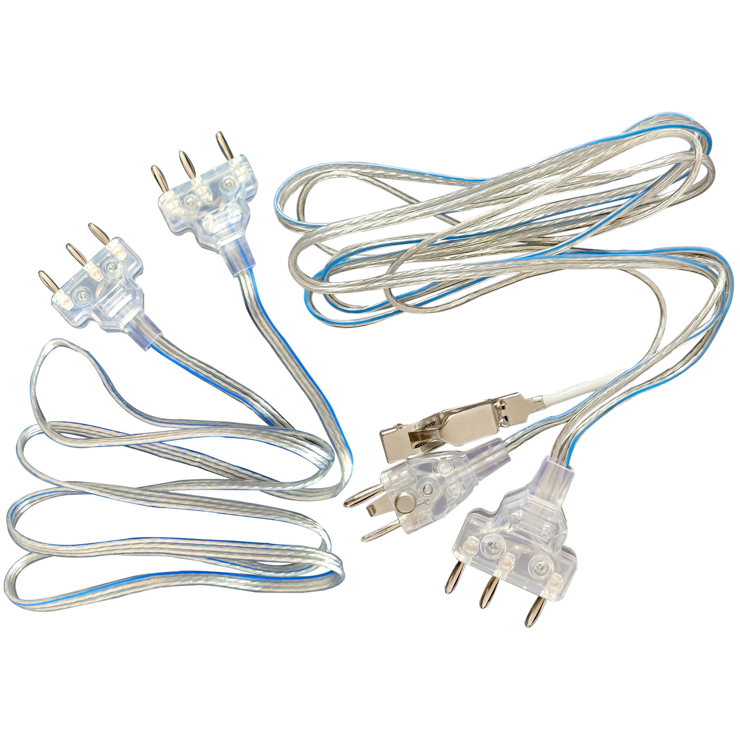 Photo 1 of LEONARK Fencing Epee Saber Foil Body Cord Mask Cord Fencing Wire Clamp Clip- Two-Pin Plug/Three-Pin Plug Clear Wire (Set of 2)