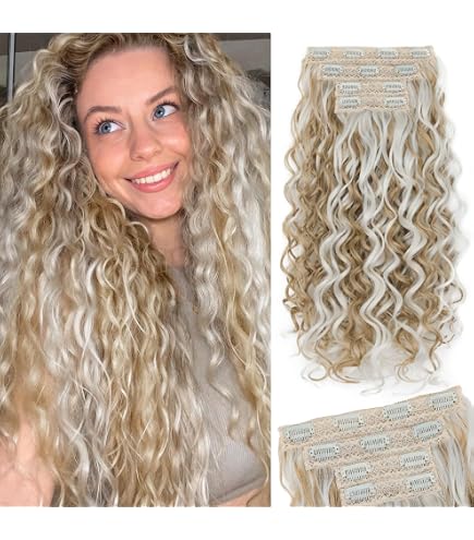 Amazon.com : Curly Clip In Hair Extensions 6 Pcs 18 Clips  display picture 3