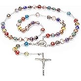 Authentic Murano Glass Catholic Rosary - Somerso Beads - Lampwork - Handmade Genuine Venice Glass - Hand Blown Glass - Vintage - Religious