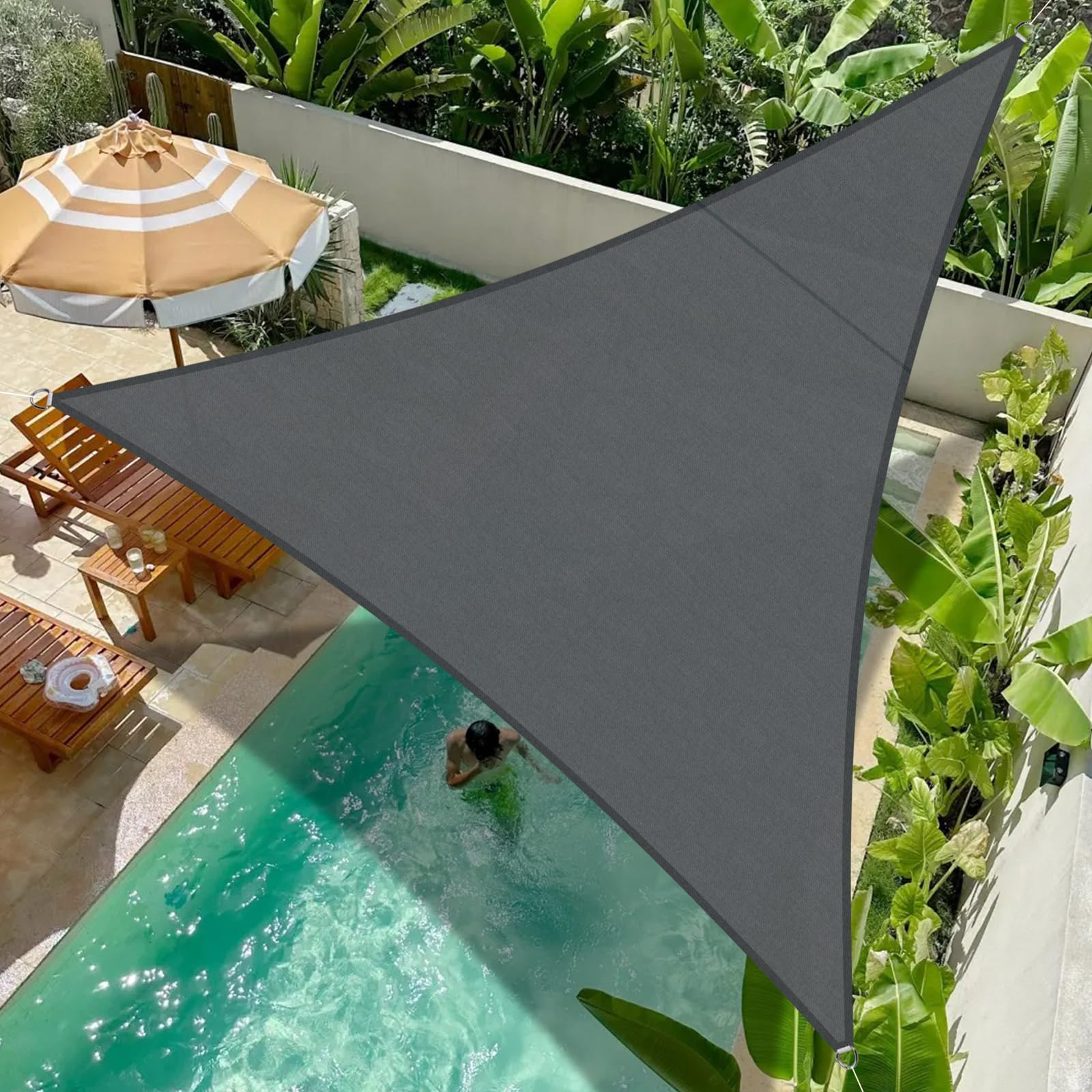 Cool Area Sun Shade Sail 3x3x3m Triangle Waterproof, suitable for gardens, terraces and other outdoor,Charcoal