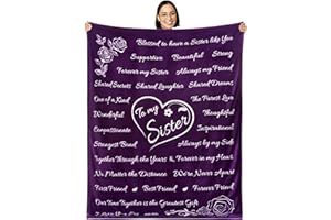 BUTTERTREE Sister Gifts Blanket for Sisters from Brother or Sister, Unique Birthday Gifts for Women Sister, Sister Gifts from Sister, Gifts for Sister Who Has Everything, Throw Blanket 65” x 50” (Purple)