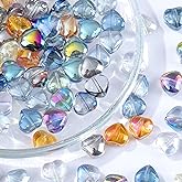 Guoxin 100 Pcs Heart Beads Glass Crystal Plated Spacer Beads for DIY Craft Jewelry Making Bracelets Necklace 8mm (Heart)