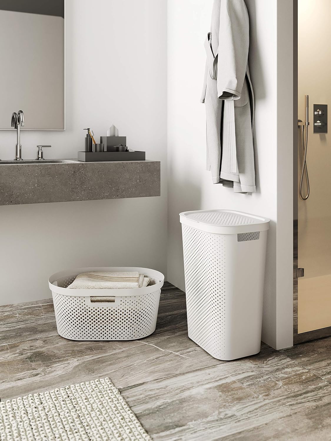 Curver "Infinity Laundry Box With Dot Pattern, White, 35 x 25 x 10 cm - Image 4