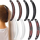 DC,CLISENCE 8 Pcs Banana Hair Clips, Non-Slip Large Hair Claws for Women, Classic Double Combs Hairpin Accessories for Thin Curly Straight Long Short Hairstyles- 4 Styles
