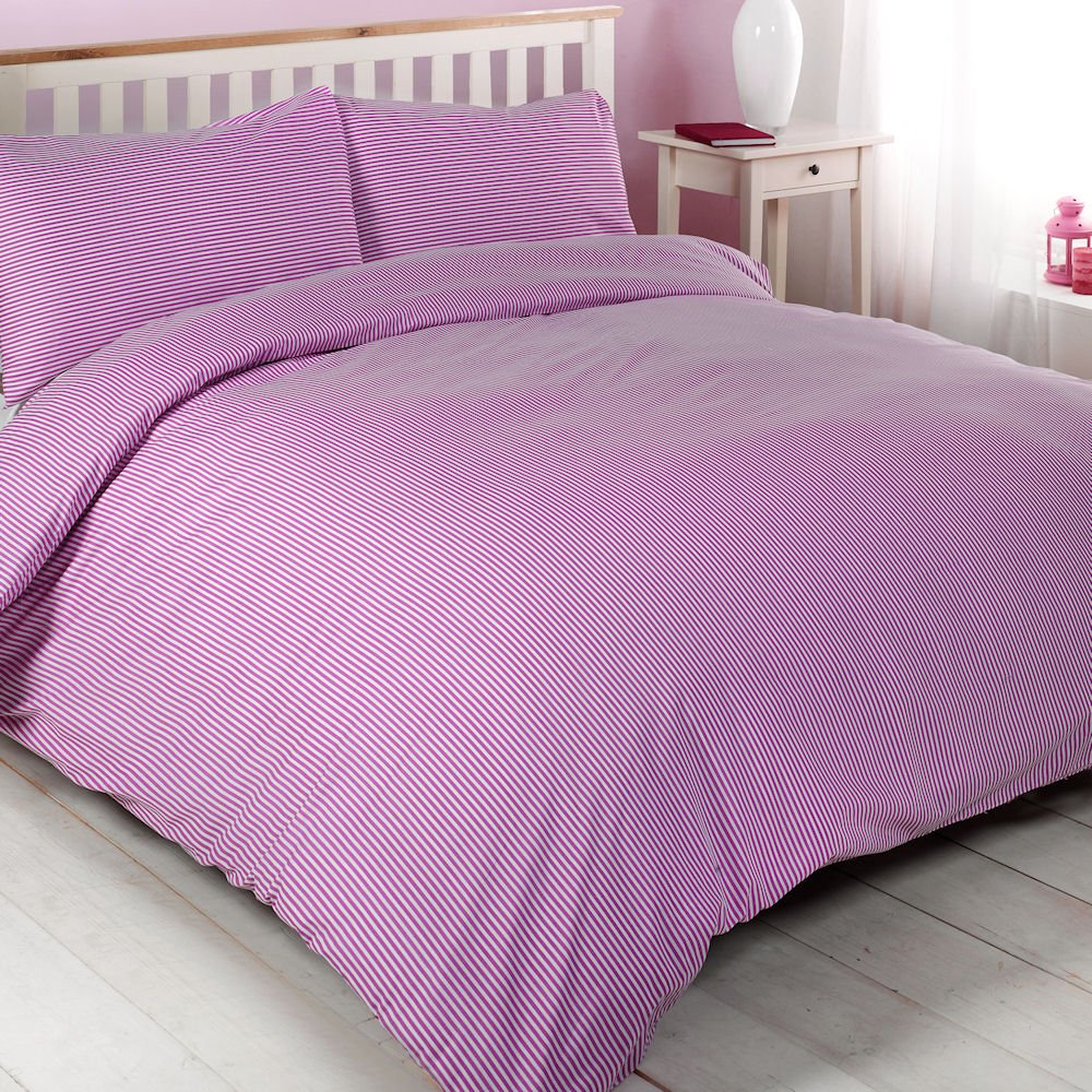 Hamilton McBride Oxford Stripe Pink King Size Duvet Cover Set