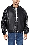 Fahsyee Leather Bomber Jacket Men - Black Faux
