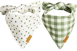 Remy+Roo Extra Large Dog Bandanas - 2 Pack Lucky Set | Adjustable Cooling Fabric, Patented Shape Dog Bandanas Boy & Girl | St Patricks Day Dog Bandana, Green Designs