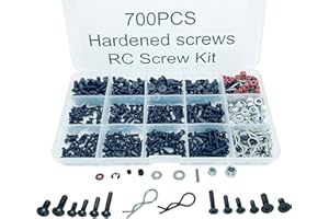 TEIRAY 700pcs Universal RC Screw Kit Screws Assortment Set, Hardware Fasteners for Traxxas Axial Redcat HPI Arrma SCX10 Losi 1/8 1/10 1/12 1/16 Scale RC Cars Trucks Crawler, RC Screw Kit, Car Body Clips Pins