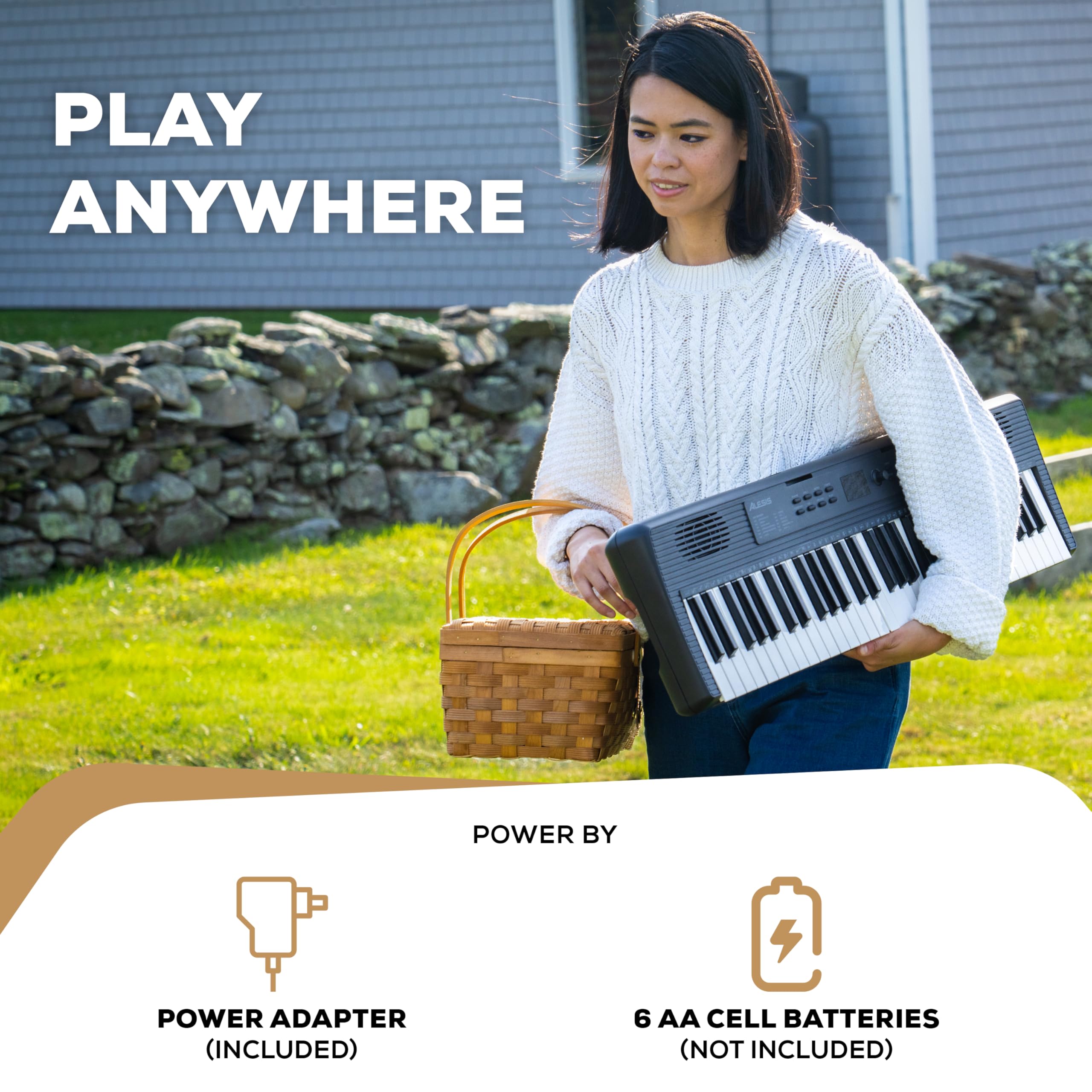 Alesis Melody 61 MK4 Piano con Teclado para Principiantes con Altavoces de 61 Teclas, Soporte para Tableta/Partituras, 300 Sonidos y Lecciones de Música