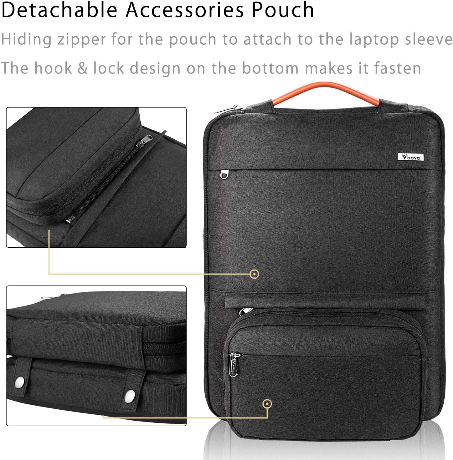Voova Laptop Sleeve Case 15 15.6 16 Inch with Detachable Accessories Pouch - Image 5