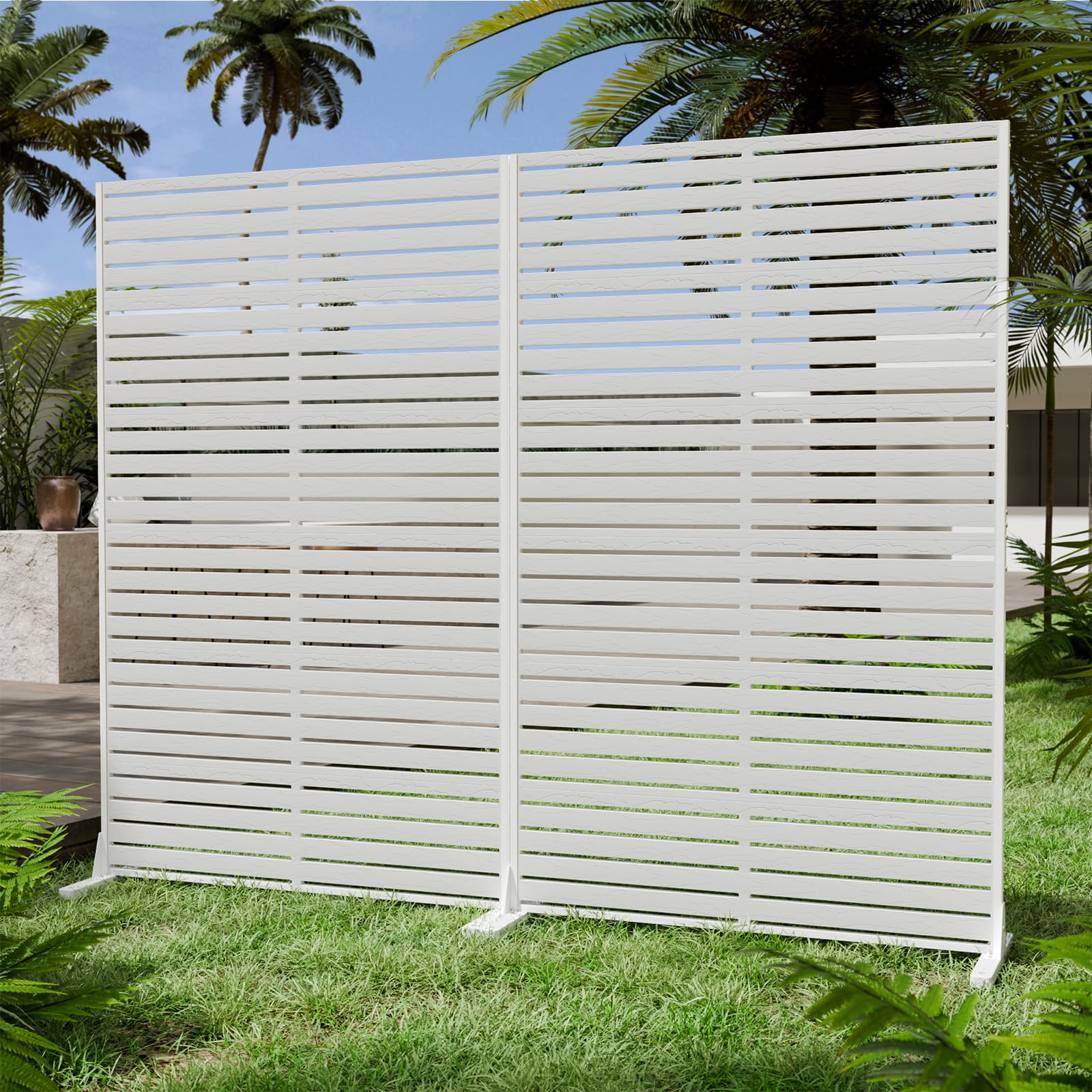 Photo 1 of **TRUCK PICK UP ONLY** Trygoal Privacy Fence Screen with Stand 72" H×47" W HDPE Decorative Privacy Panels with Stand, Air Conditioner Fence Panels, Privacy Screen for Outdoor Backyard, Balcony, Pool