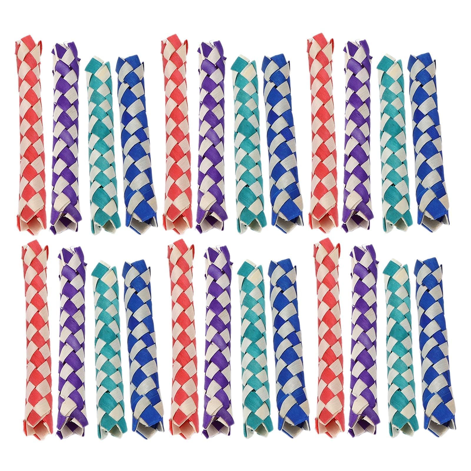 24Pcs Birds Finger Traps, 13cm/5.1in Chinese Finger Trap Bamboo Fingers Traps Bird Parrots Chewing Toy Birds Foraging Toy Pet Cage Toys for Budgies, Cockatoos, Parakeet Cage Accessories