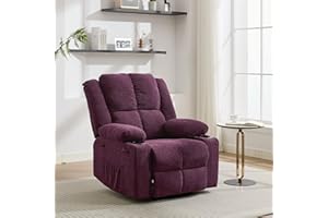 OUTGOODS Adult Manual Recliner with Heating & Massage (155° Forward & Backward Adjustment) – Equipped with Dual Cup Holders, Side Storage Pockets & Control, Suitable for Living Rooms & Bedrooms（Purple）