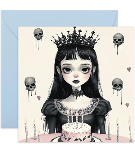 Gothic Birthday Card, Halloween Birthday Card For Men Women, Cupcake Skeleton Birthday Card, Happy Birthday Card For Him Her