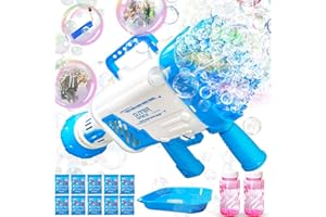 CRAFT SPOT! 64 Holes Bazooka Bubble Gun Kids Toy,Rocket Bubble Machine with Colorful Light,10000+ Bubble/min Bubble Blaster Launcher,Gatling Bubble Maker Bubble Blower for Halloween Christmas Birthday Party Favor