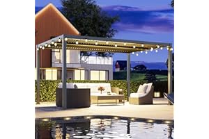 FANSAFURN Louvered Pergola 12'x16', Full Aluminum Outdoor Pergola with Adjustable Rainproof and Gutter System, Hardtop Gazebo for Patio, Deck, Garden, Yard, Black