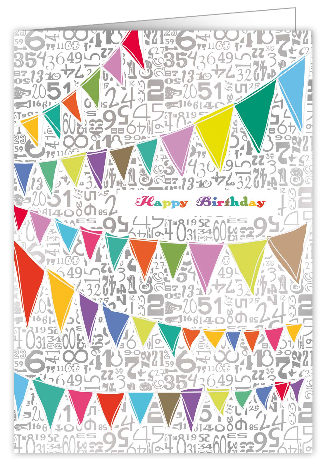 Quire Collections Quire Mac Classic Extra Large Birthday Card - Birthday Bunting Design - Beautifully Embossed with Gold and Silver Foil,21 x 30cm
