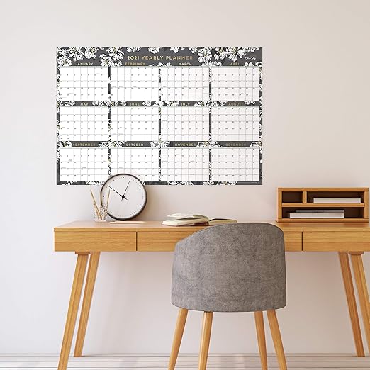 Amazon Com Blue Sky 2021 Laminated Erasable Wall Calendar January 2021 December 2021 Double Sided 36 X 24 Baccara Dark Golden 116053 21 Office Products