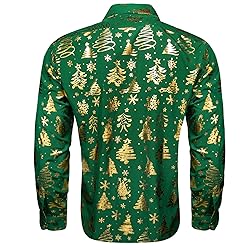 Barry.Wang Mens Christmas Shirts Xmas Shiny Holiday