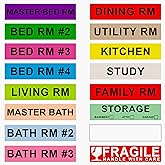 Printholic 960 Count Home Moving Labels,16 Rolls Different Color Coding Moving Labels for Boxes Stickers + Fragile Moving Stickers + 1 Blank Label Roll for Customized Use
