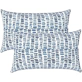 LVTXIII Outdoor Lumbar Pillow Covers ONLY, Patio Decorative, Fluffy Fade-Resistant Cushion Cases for Home Balcony and Garden, 12x20 Inch, Pack of 2, Pebble Blue