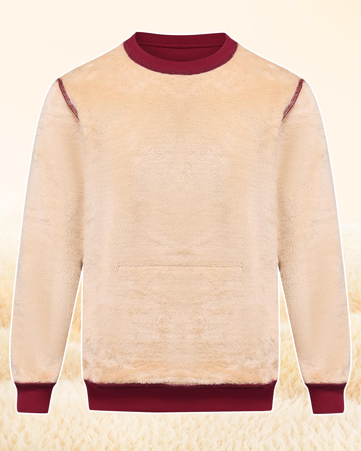 Peakwell Winter Pullover Herren Warm Sherpa Fleece Sweatshirts Thermo Arbeitspullover Langarm Shirts, Schwarz, L 3