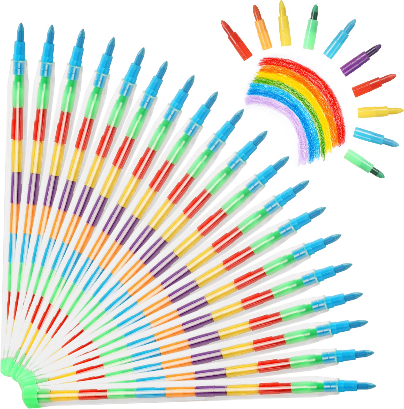 Vicloon Swop Point Crayons, 20PCS Colouring Pencils Rainbow Point, 11 Stacking Crayons for Kids, Drawing Painting Set Stationery Supplies Gifts