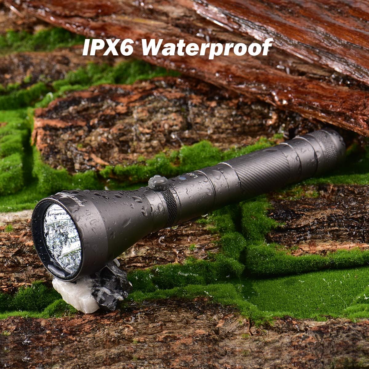 Rechargeable LED Flashlight 1500 Lumens 500 Meters High Beam Flash Light Water Resistant Flashlights with 18650 Battery and Compass - - 