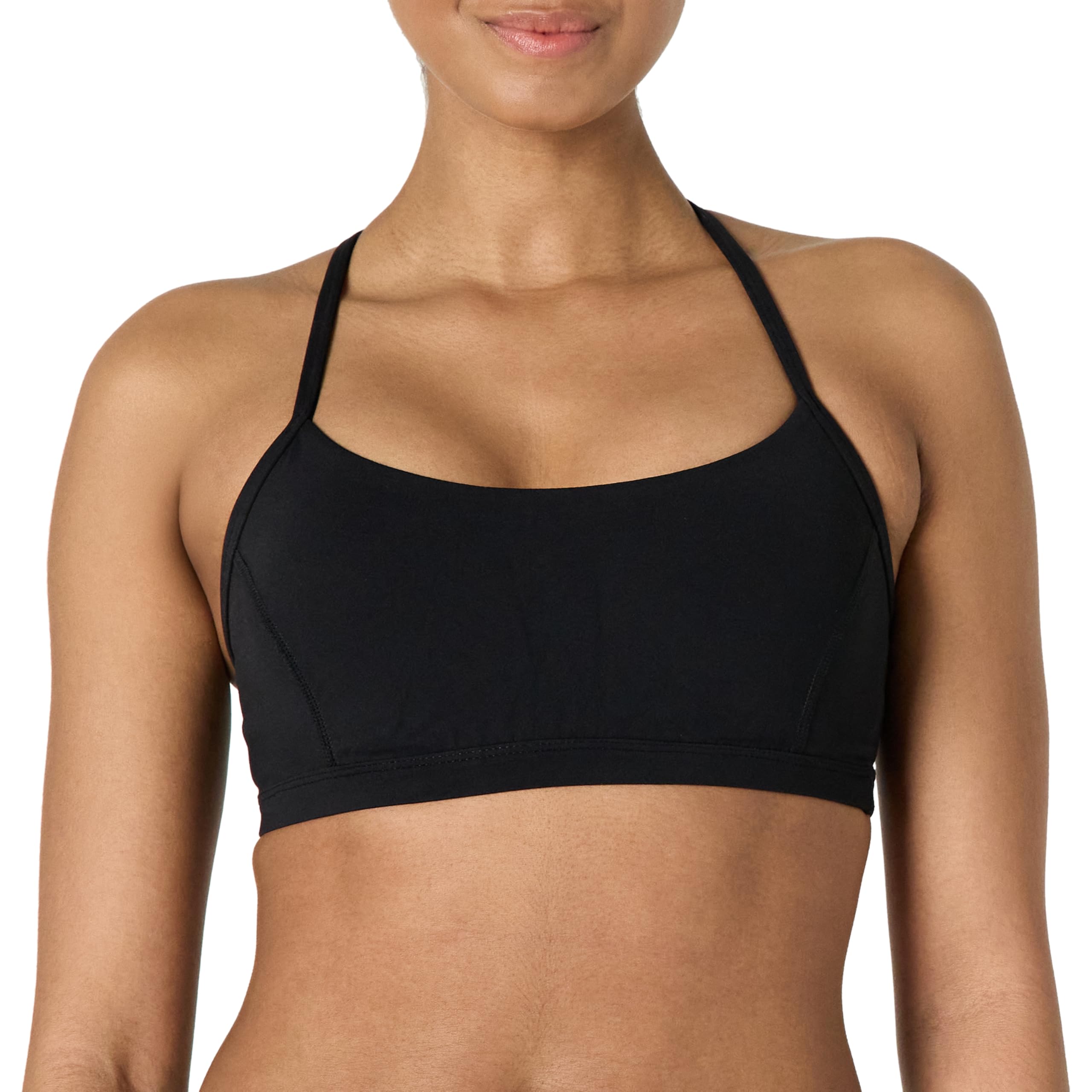 Photo 1 of Amazon Essentials Women's Active FormFlex Buttery Soft Light Support Y-Back Thin Strap Yoga Sports Bra, Black, Large