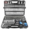 BOEN 225PCS Mechanic Tool Set, 1/4" & 3/8" & 1/2" Drive Socket Wrench Set, Metric and Standard Full Socket Set, with 90-Tooth Ratchet, Auto and Bike Repair with Heavy Duty Case