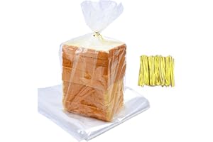 Homrelaxy 75Pcs Reusable Plastic Bread Bags for Homemade Bread and 90 Ties, 18 x 8 x 4 inch Reusable clear Loaf Bags, Adjusta