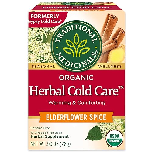 Traditional Medicinals Tea, Organic Herbal Cold Care, Providing Soothing Comfort, 16 Tea Bags