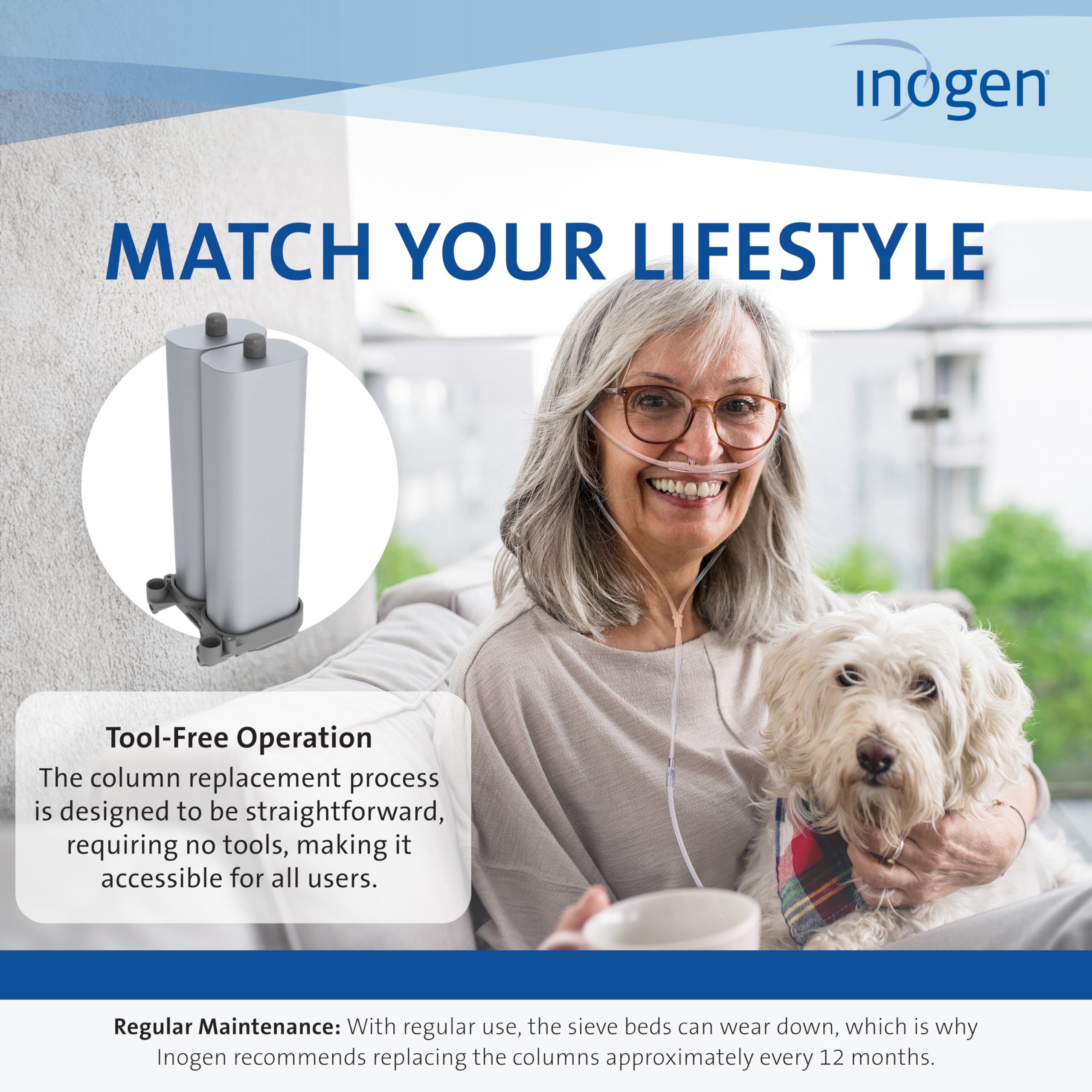 Inogen One G4 Replacement Column Pair - Oxygen Accessories - Two Removable Metal Columns - 0.63 lb., 2.21 in. W x 2.37 in. L x 5.50 in. H