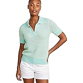 Vineyard Vines Womens Open-Stitch Short-Sleeve Polo Sweater