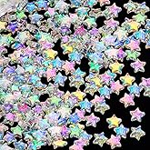 OIIKI 260 PCS Acrylic Star Shape Beads, Star Shape Charming Beads, Acrylic 11mm Beads for DIY Jewelry Craft Making Necklace Bracelet Supplies - AB Color