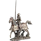 US 13.75" Bronze Color Medieval Armored Knight and Horse House Décor