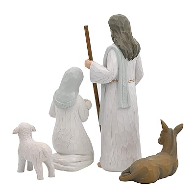 Buy Xmas Decorations Figurines Set Sculpted Style With Joseph Mary Hold Baby Jesus Donkey And A Lamb For Holiday Decoration And Christmas Eve Decor Online In Indonesia B08h6xw1qr