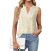 VALOLIA Womens Sleeveless Chiffon Double Layers Blouse Summer Tank Tops V Neck Loose Dressy Work Shirt 2025