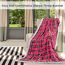 inhand Pink Sherpa Throw Blanket Reversible Cozy