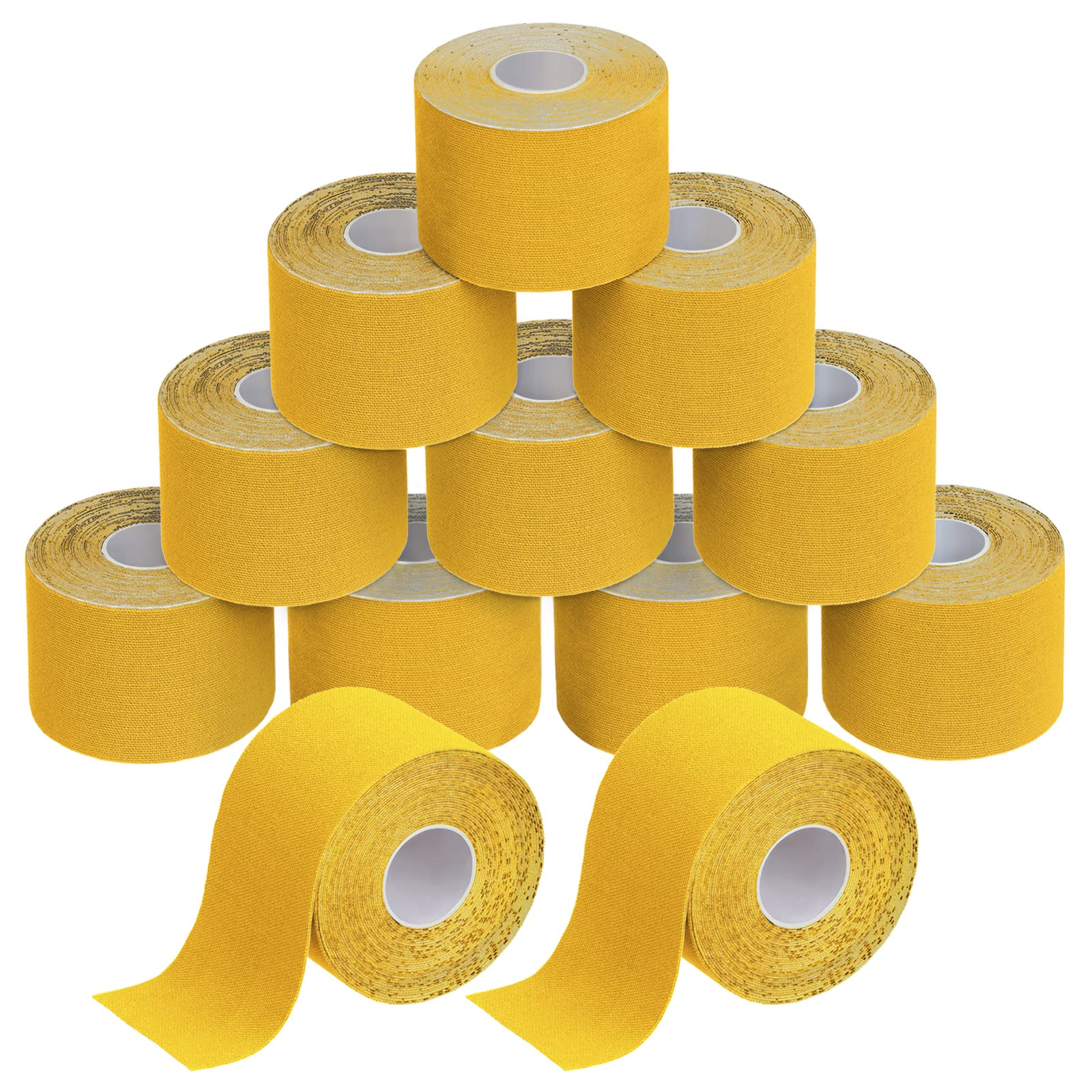 BB Sport 12 Rolls Kinesiology Tape 5 m x 5 cm Many Colors E-Book Application Examples Muscle Support Elastic Strapping Tape, Colour:Yellow