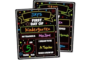 First and Last Day of School Sign, 10 X 12 in Paper Back to School Board, Reversable and Erasable First Day of Class Board, Double Sided Chalkboard for Kindergarten Pre-K Memories and Milestones