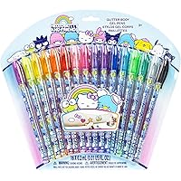 Hello Kitty and Friends -Townley Girl 16 Glitter Body Art Pen Set, Glittery Colors, Pigmented Non-Toxic Perfect for Play Date