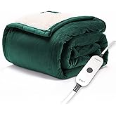 Sunbeam Electric Throw Royal Mink Sherpa Heated Blanket, 4 Heat Settings, 4-Hour Auto Shut-Off, Fast Heating, Luxurious and Ultra Comfy, Botanical Green Color, 50" x 60"