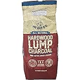 All Natural Hardwood Lump Charcoal, Low Ash, Easy to Light, Burns Hotter, Longer & Cleaner, Natural Hardwood Lump Charcoal fo
