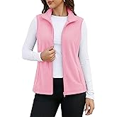 MAGCOMSEN Women's Fleece Vest Outerwear Sleeveless Lightweight Zip Jackets Warm Soft Vests with Zipper Pockets