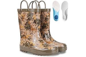 Hbxooxts Kids Rain Boots with Cotton Lining, Rubber Construction, Prints for Comfort and Style